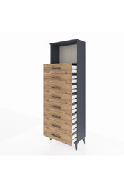 Arges Dolap Tek Raflı 8 Çekmeceli 60x30x182 - S23M032V6A