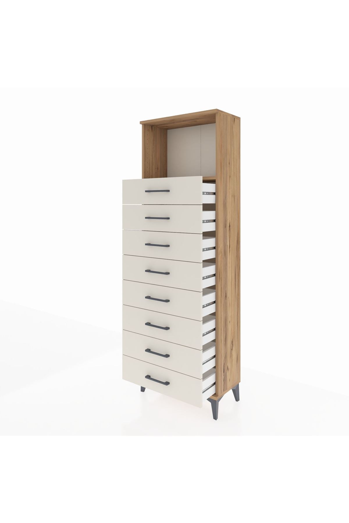 Arges Dolap Tek Raflı 8 Çekmeceli 60x30x182 - S23M032V7A