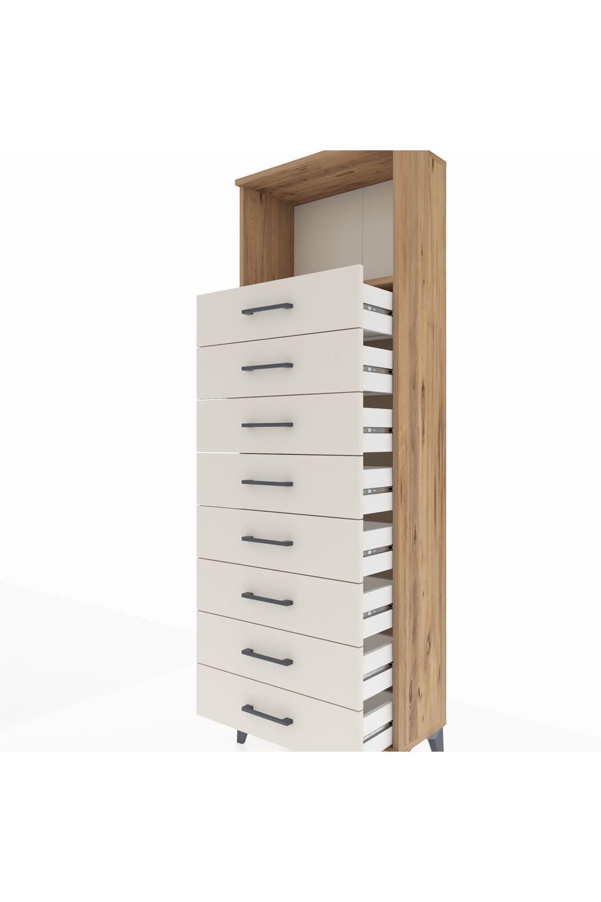 Arges Dolap Tek Raflı 8 Çekmeceli 60x30x182 - S23M032V7A
