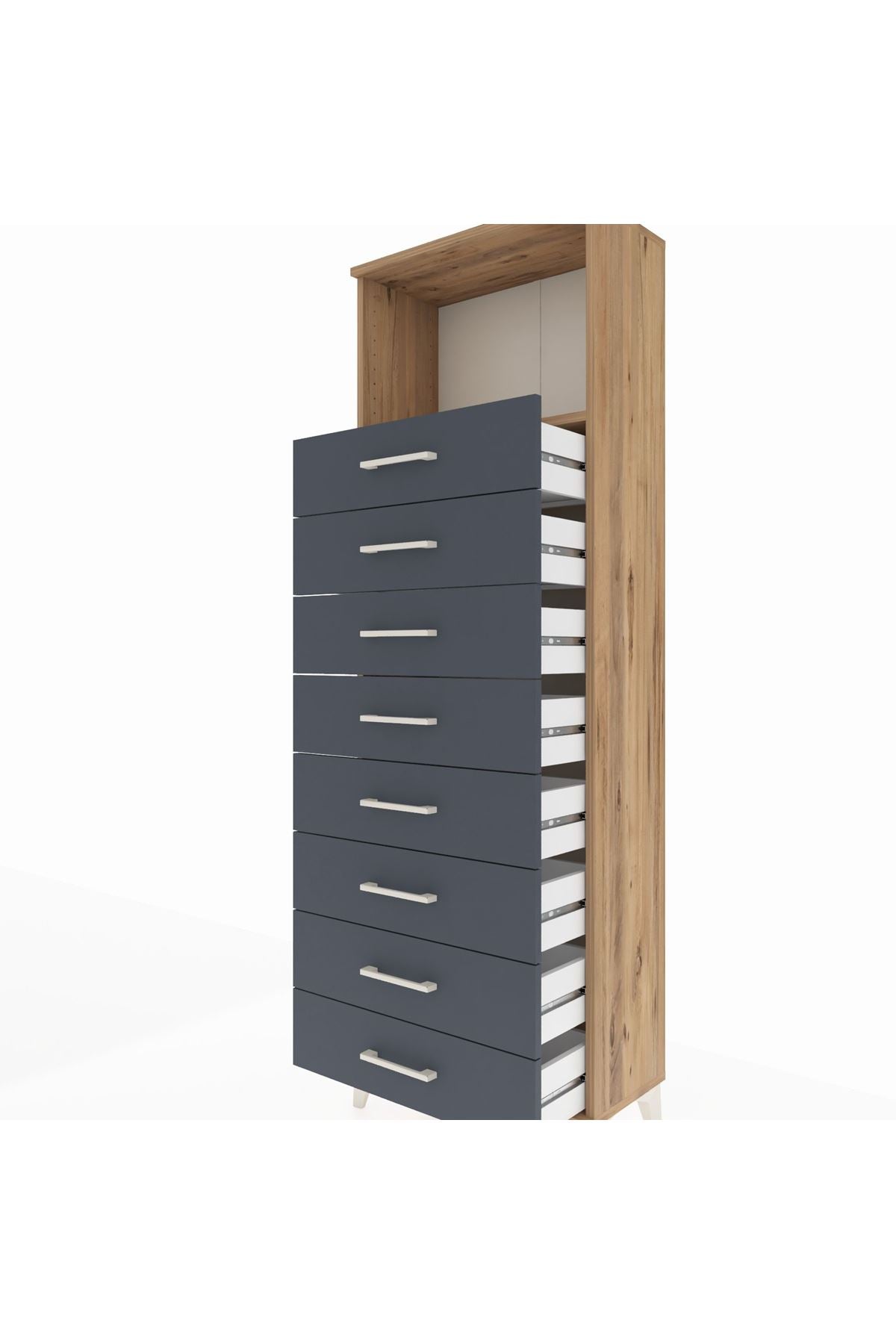 Arges Dolap Tek Raflı 8 Çekmeceli 60x30x182 - S23M032V8A