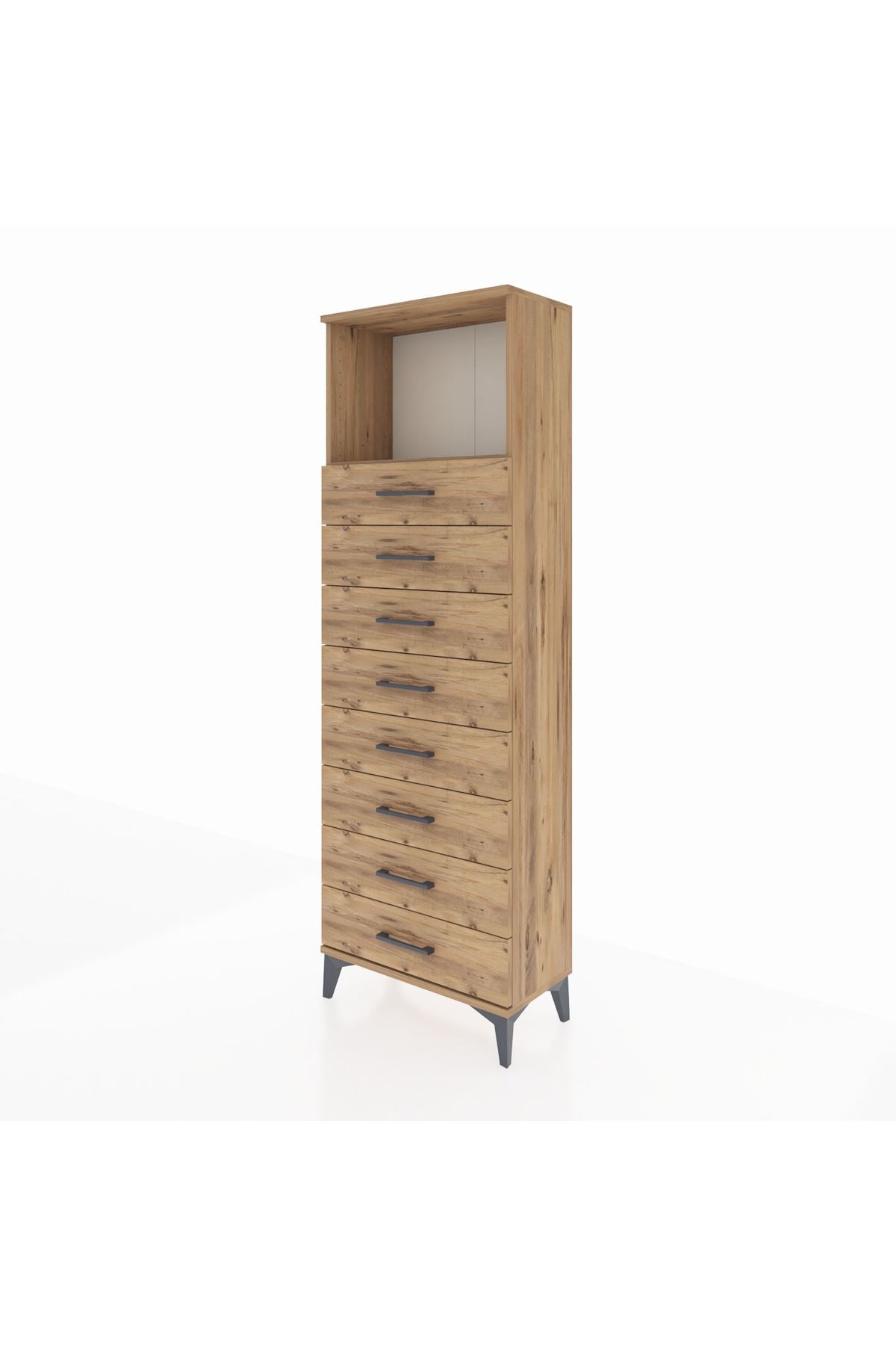 Arges Dolap Tek Raflı 8 Çekmeceli 60x30x182 - S23M032V9A