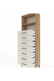 Arges Dolap 2 Raflı 7 Çekmeceli 60x30x182 - S23M033V7A