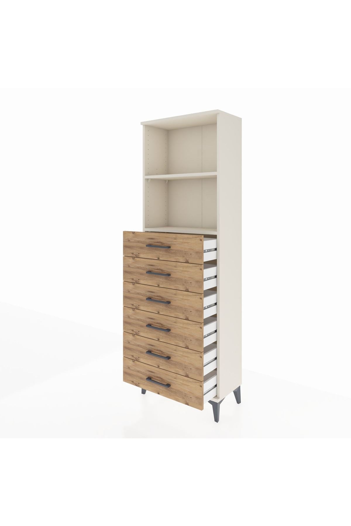 Arges Dolap 2 Raflı 6 Çekmeceli 60x30x182 - S23M034V3A
