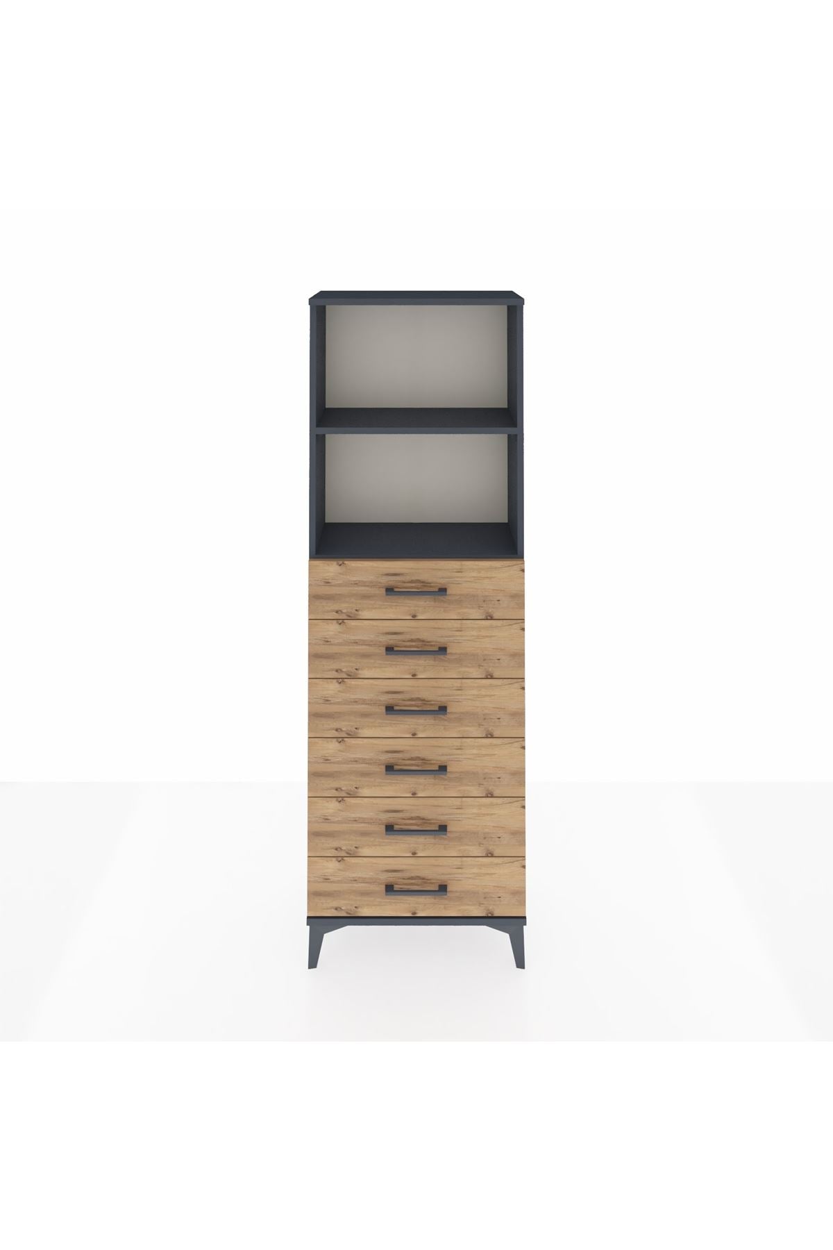 Arges Dolap 2 Raflı 6 Çekmeceli 60x30x182 - S23M034V6A