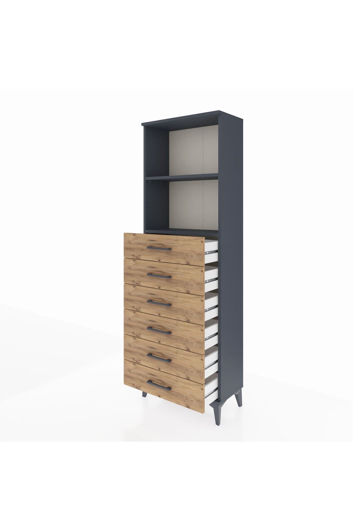 Arges Dolap 2 Raflı 6 Çekmeceli 60x30x182 - S23M034V6A