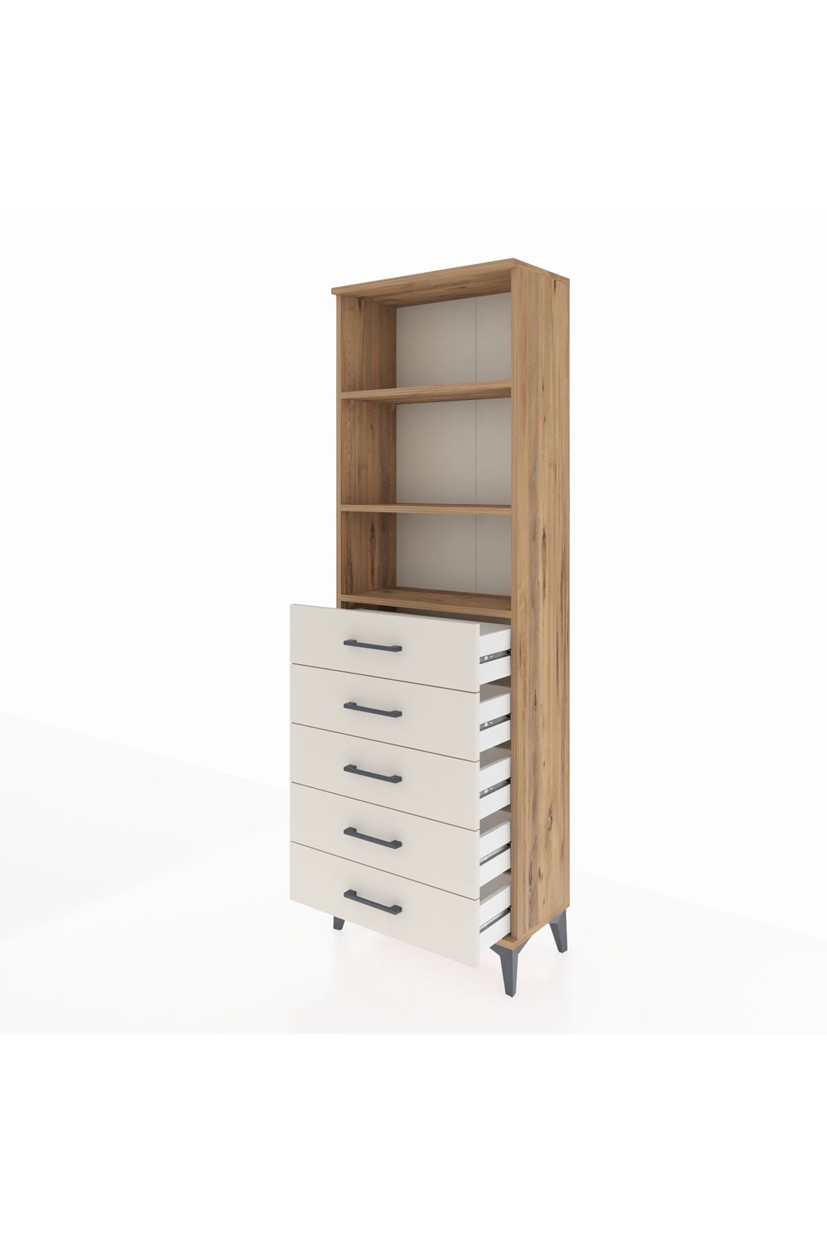 Arges Dolap 3 Raflı 5 Çekmeceli 60x30x182 - S23M035V7A