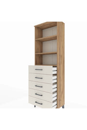Arges Dolap 3 Raflı 5 Çekmeceli 60x30x182 - S23M035V7A