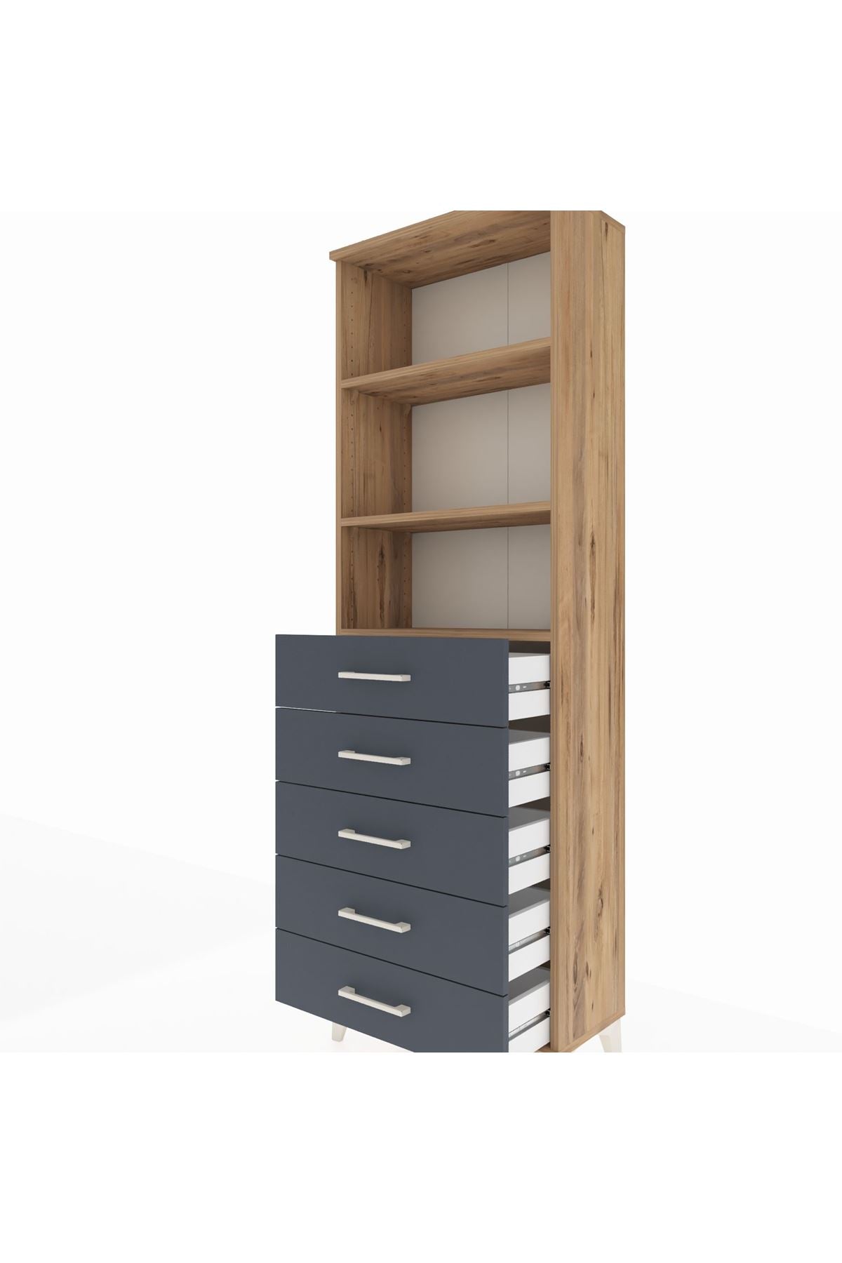 Arges Dolap 3 Raflı 5 Çekmeceli 60x30x182 - S23M035V8A