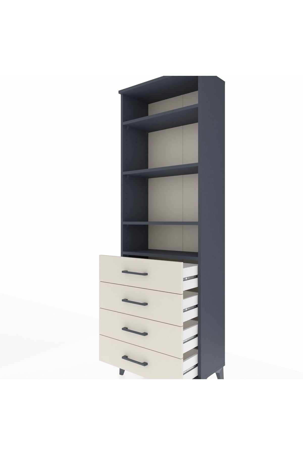 Arges Dolap 4 Raflı 4 Çekmeceli 60x30x182 - S23M036V4A