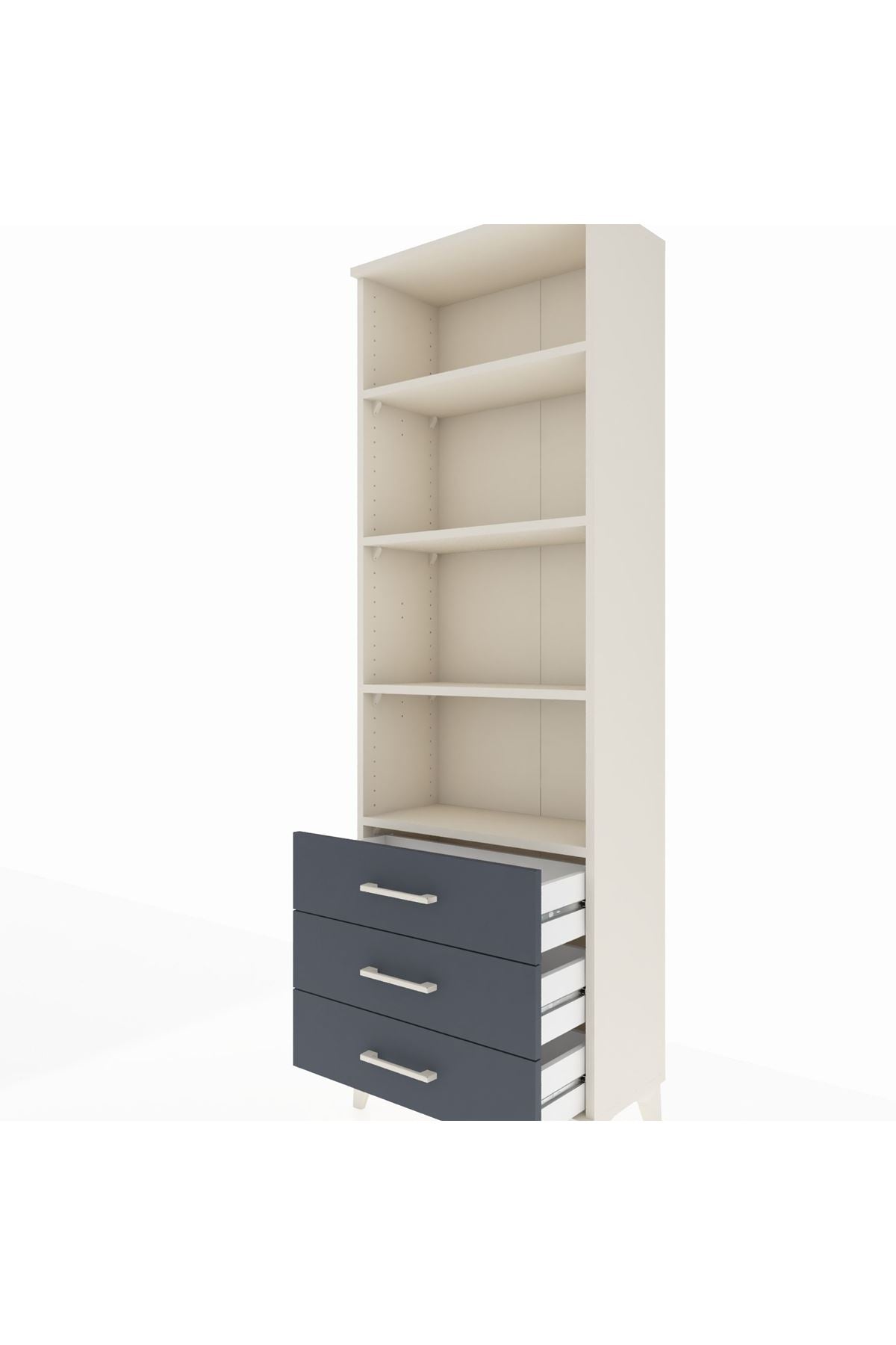 Arges Dolap 4 Raflı 3 Çekmeceli 60x30x182 - S23M037V2A