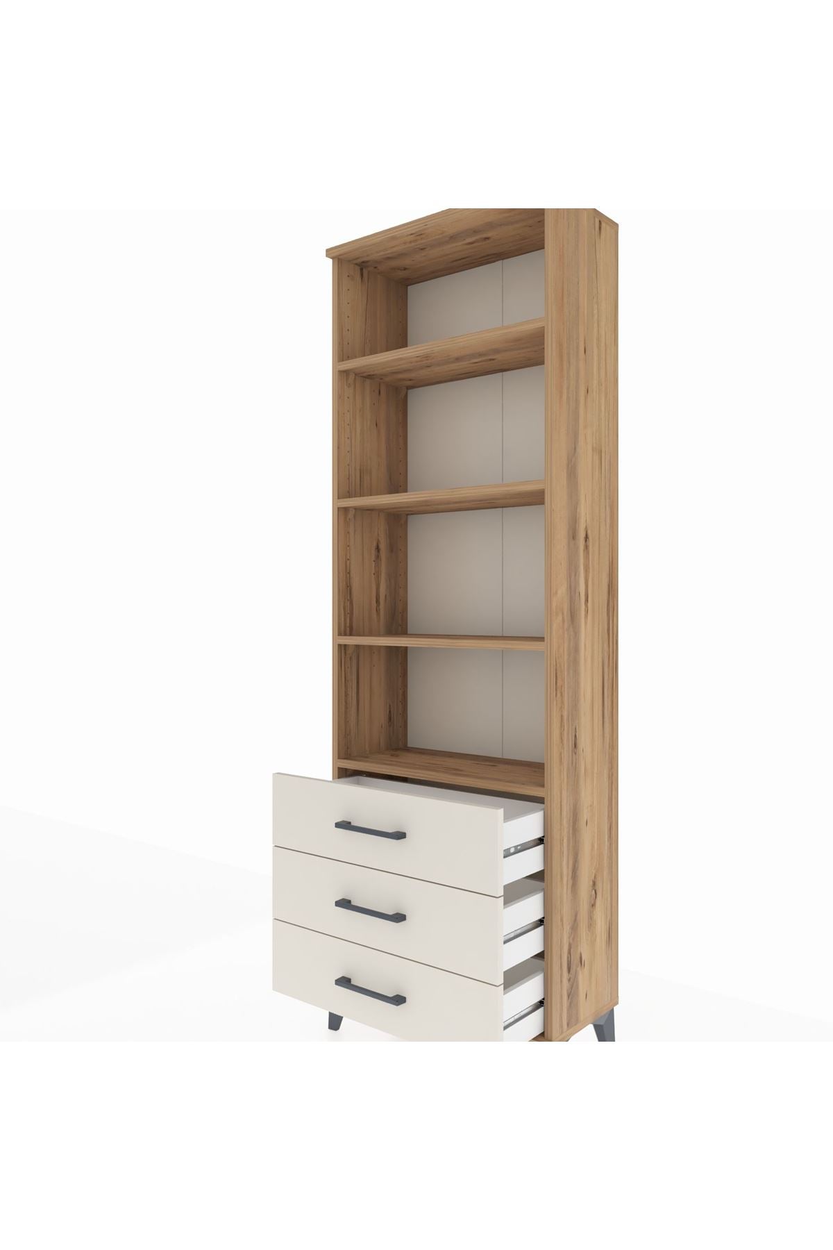 Arges Dolap 4 Raflı 3 Çekmeceli 60x30x182 - S23M037V7A