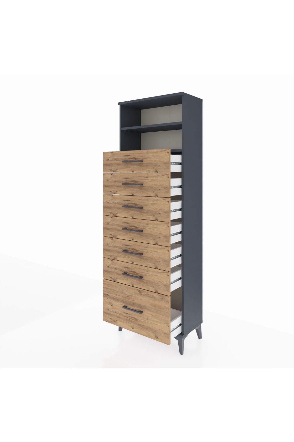 Arges Dolap 2 Raflı 7 Çekmeceli 60x30x182 - S23M038V6A