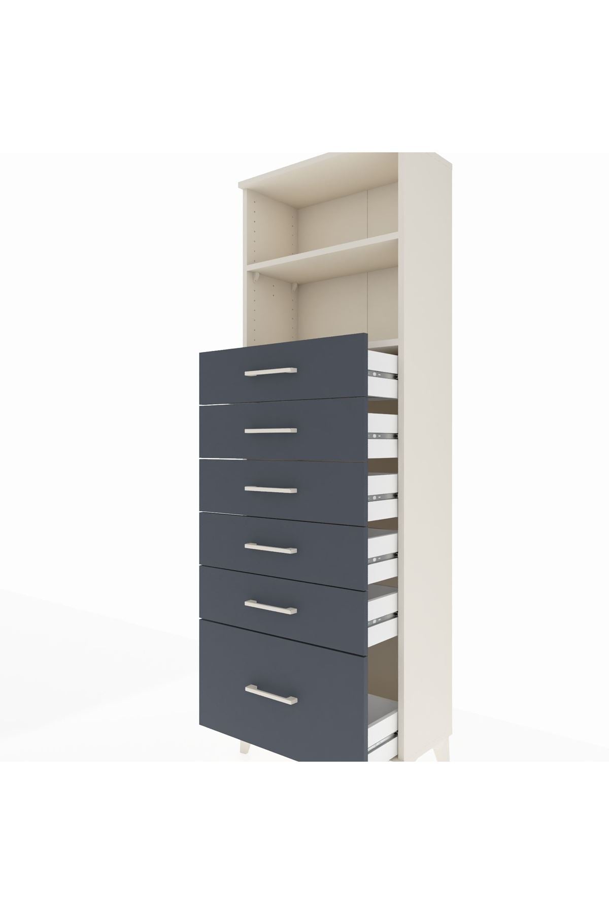 Arges Dolap 2 Raflı 6 Çekmeceli 60x30x182 - S23M039V2A