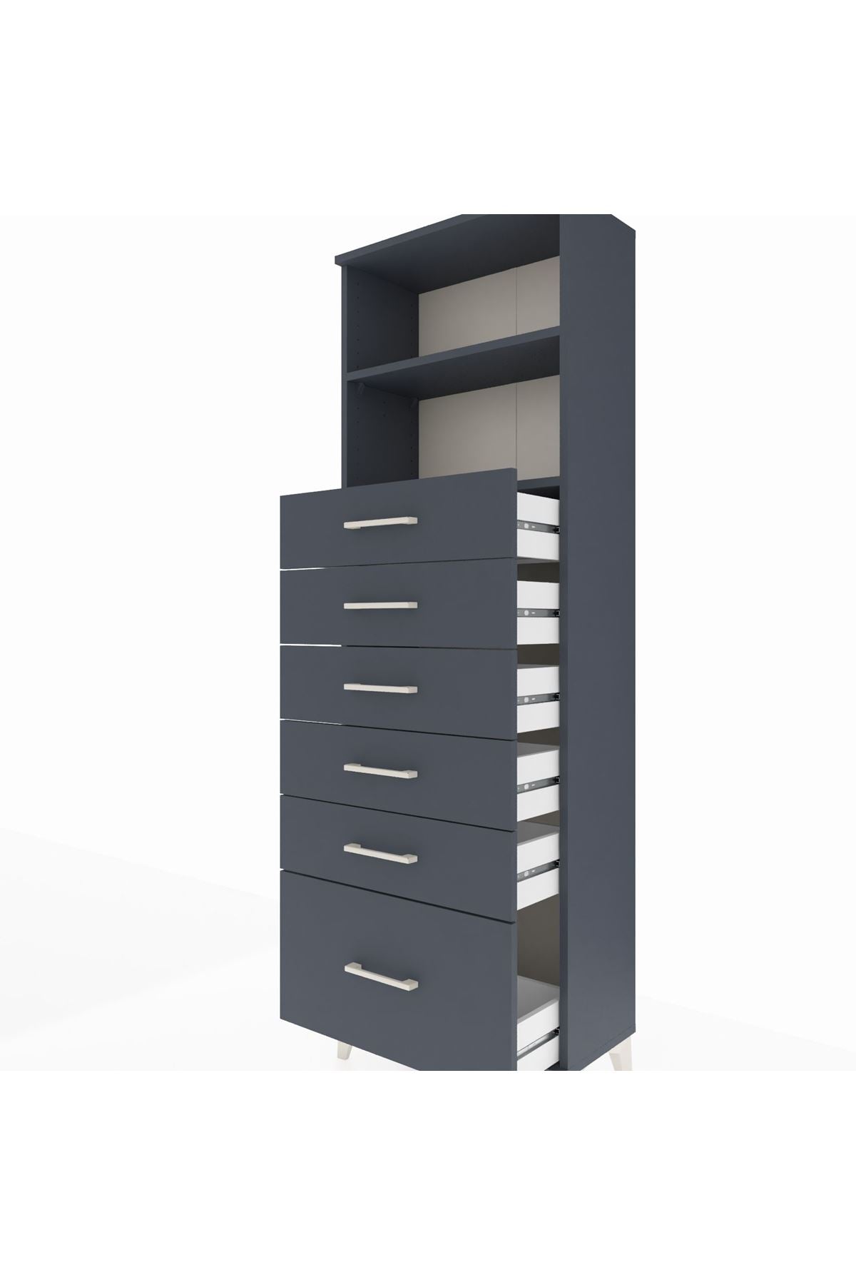 Arges Dolap 2 Raflı 6 Çekmeceli 60x30x182 - S23M039V5A