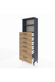 Arges Dolap 2 Raflı 6 Çekmeceli 60x30x182 - S23M039V6A