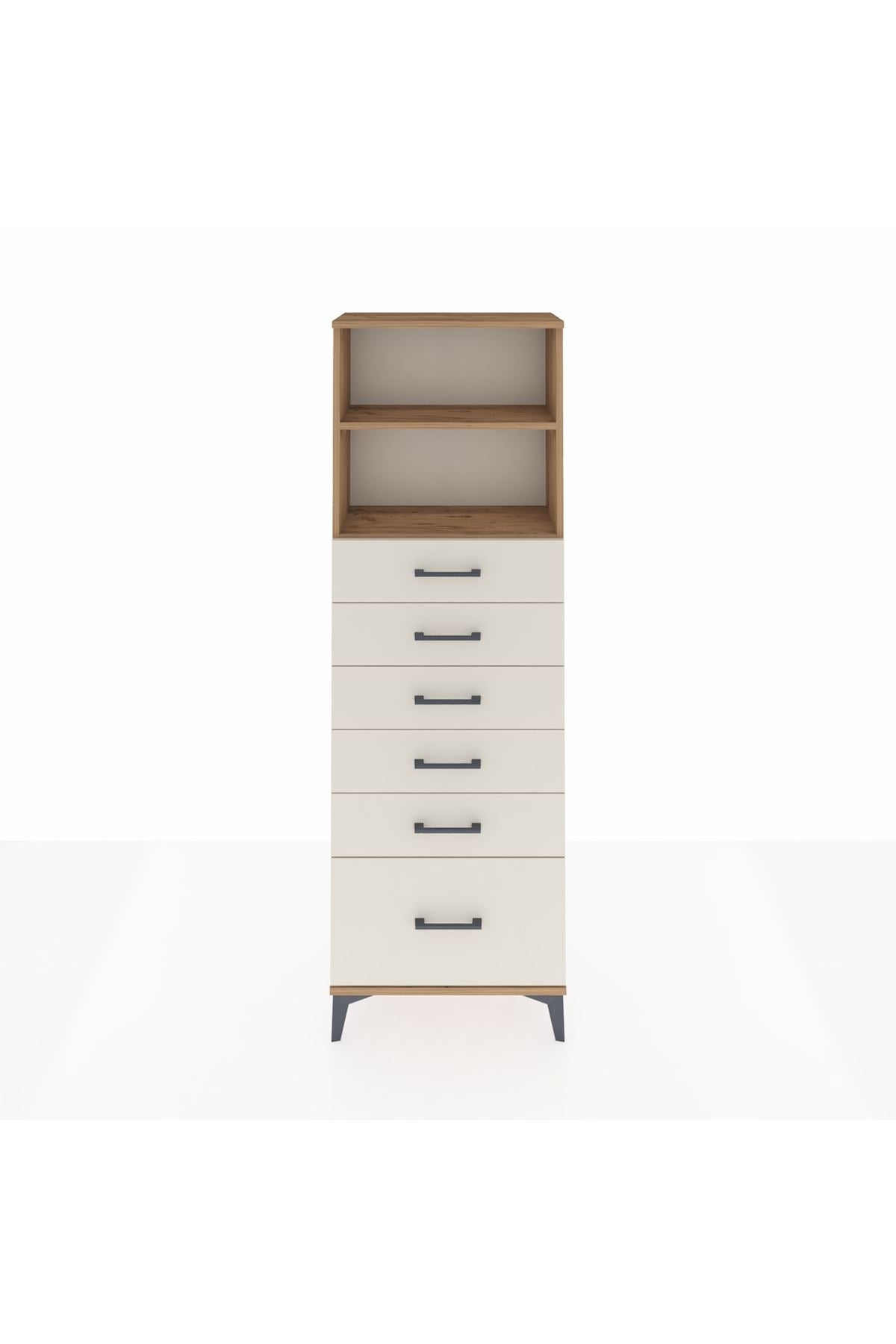 Arges Dolap 2 Raflı 6 Çekmeceli 60x30x182 - S23M039V7A