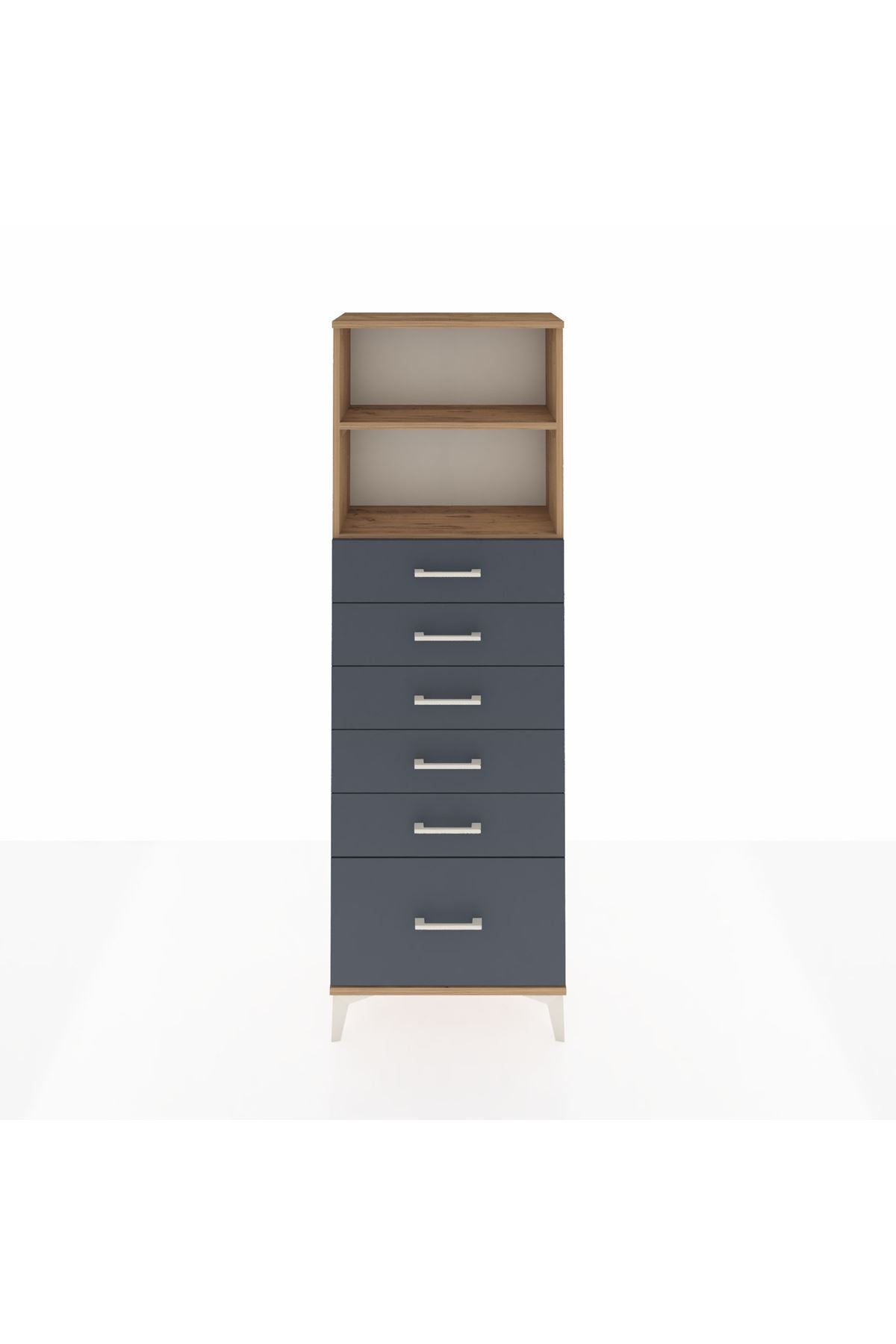 Arges Dolap 2 Raflı 6 Çekmeceli 60x30x182 - S23M039V8A