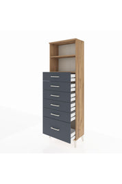 Arges Dolap 2 Raflı 6 Çekmeceli 60x30x182 - S23M039V8A
