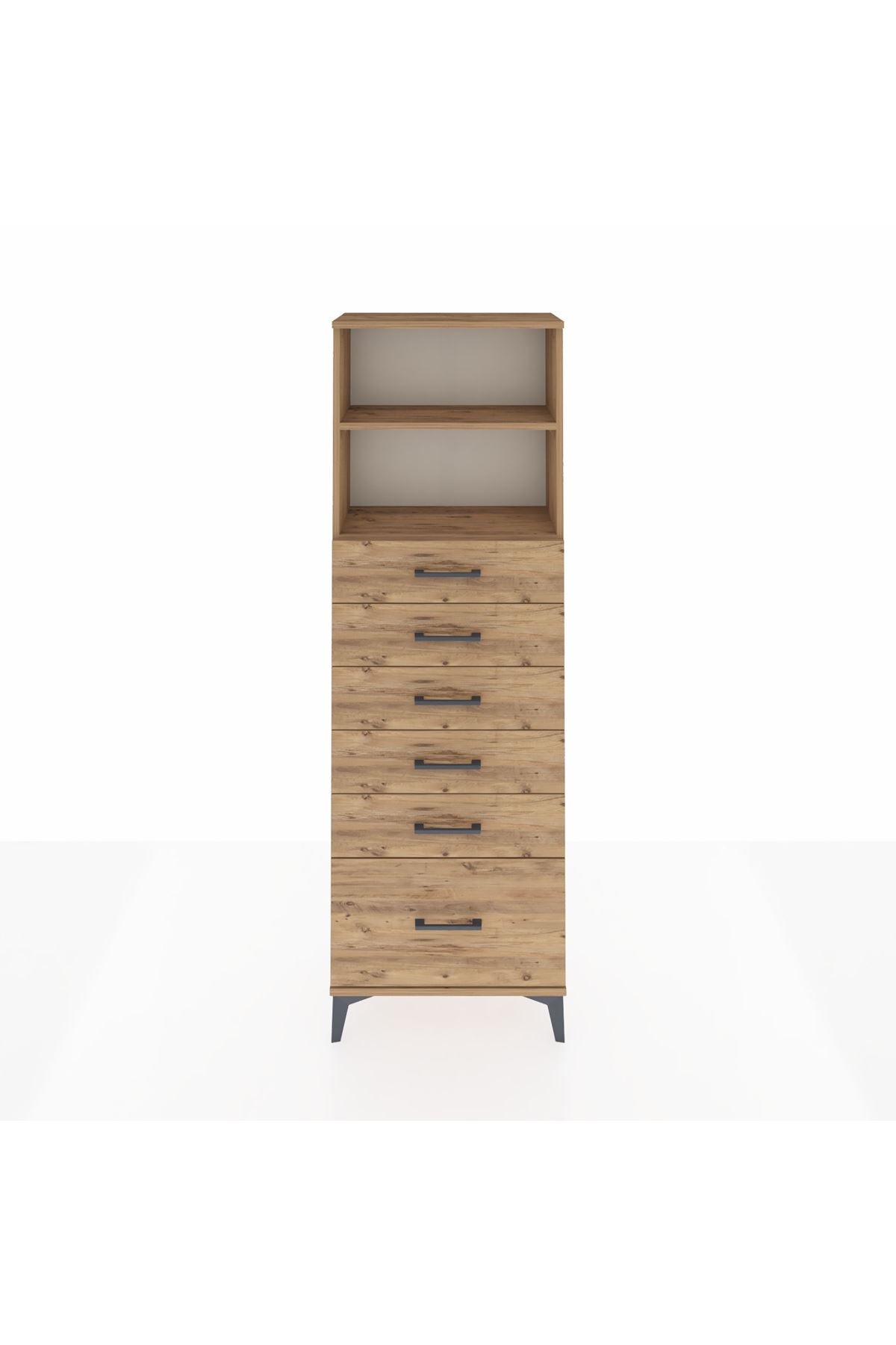 Arges Dolap 2 Raflı 6 Çekmeceli 60x30x182 - S23M039V9A
