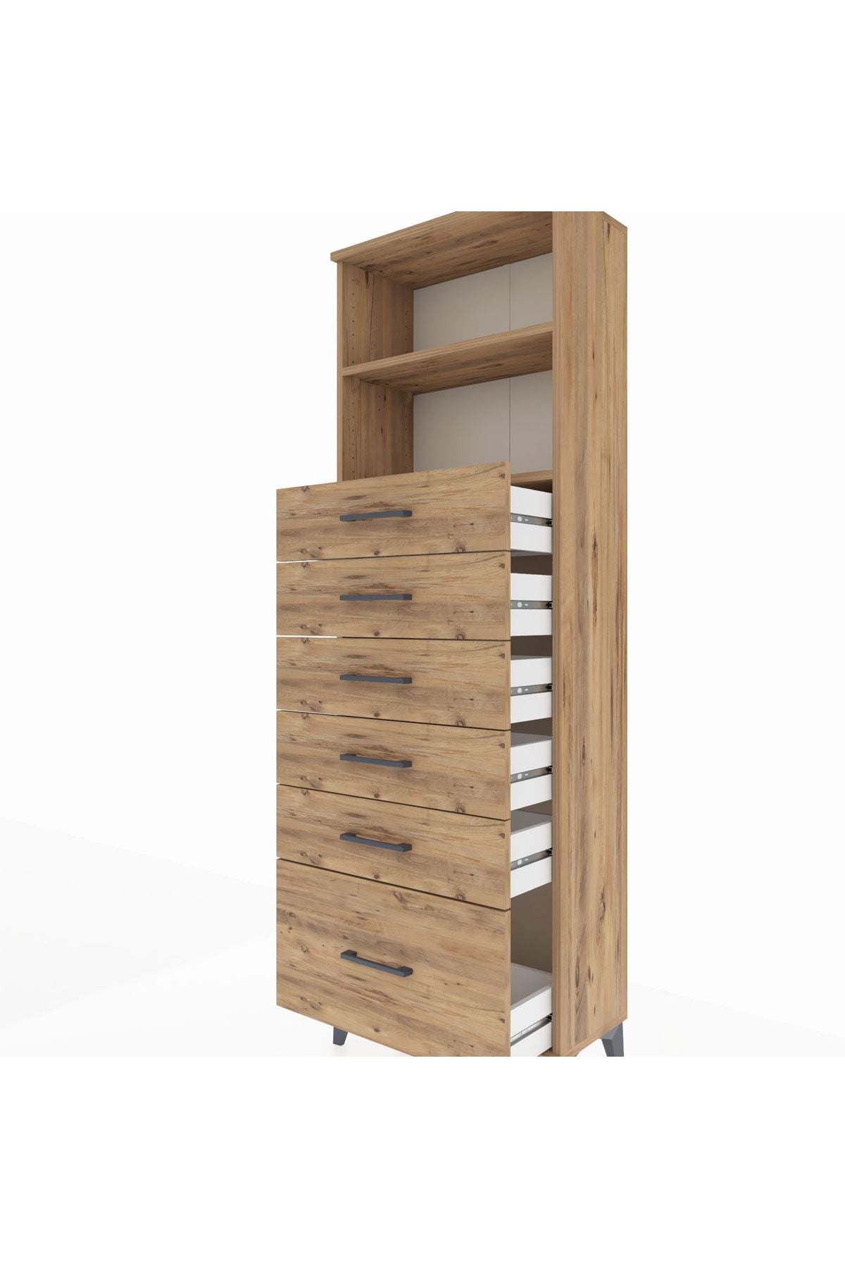 Arges Dolap 2 Raflı 6 Çekmeceli 60x30x182 - S23M039V9A
