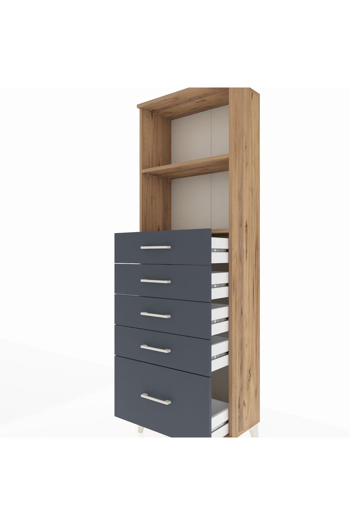 Arges Dolap 2 Raflı 5 Çekmeceli 60x30x182 - S23M040V8A