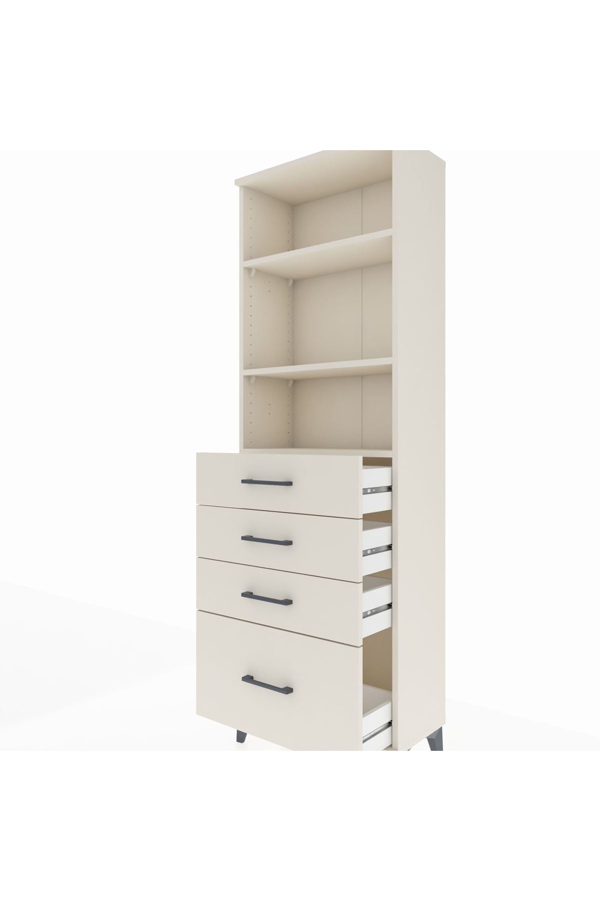 Arges Dolap 3 Raflı 4 Çekmeceli 60x30x182 - S23M041V1A