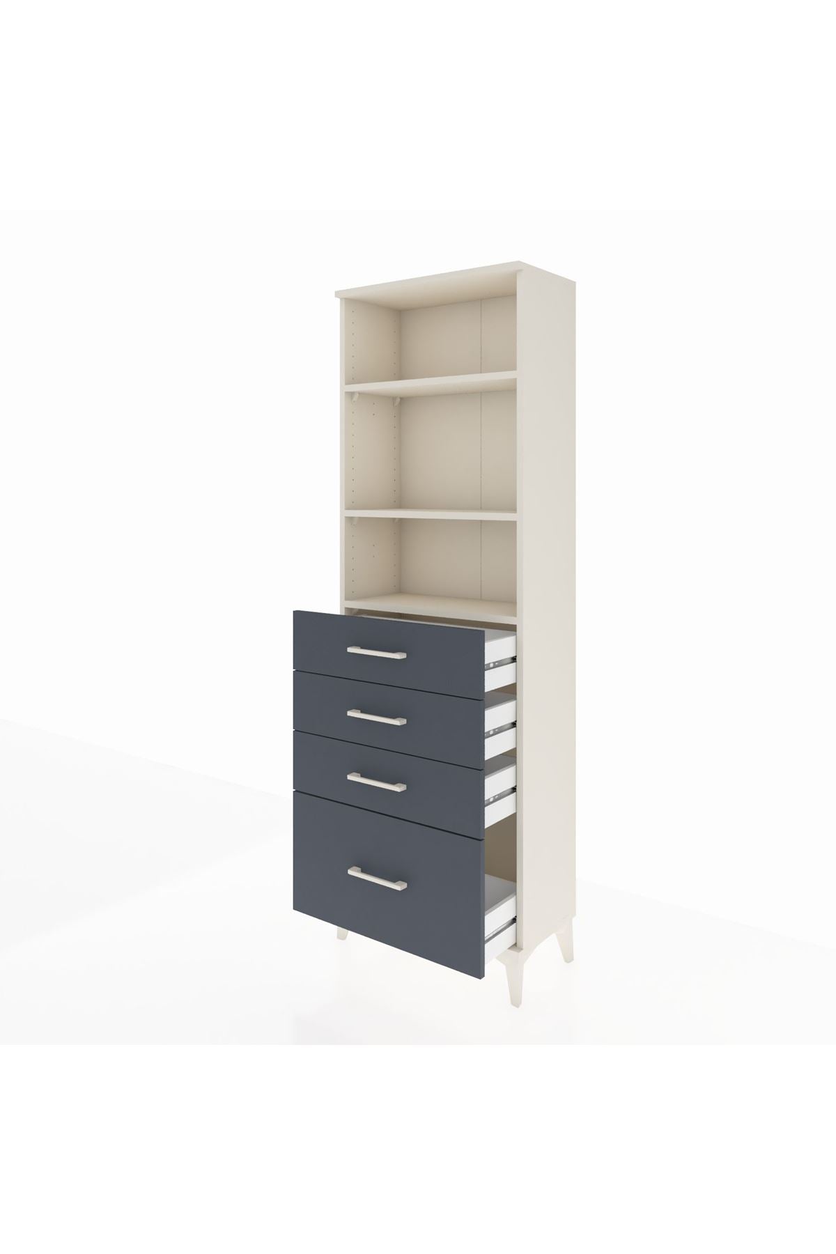 Arges Dolap 3 Raflı 4 Çekmeceli 60x30x182 - S23M041V2A
