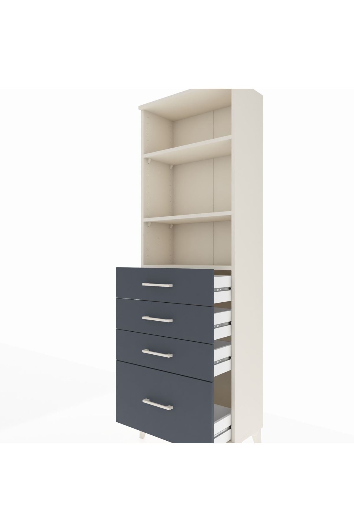 Arges Dolap 3 Raflı 4 Çekmeceli 60x30x182 - S23M041V2A