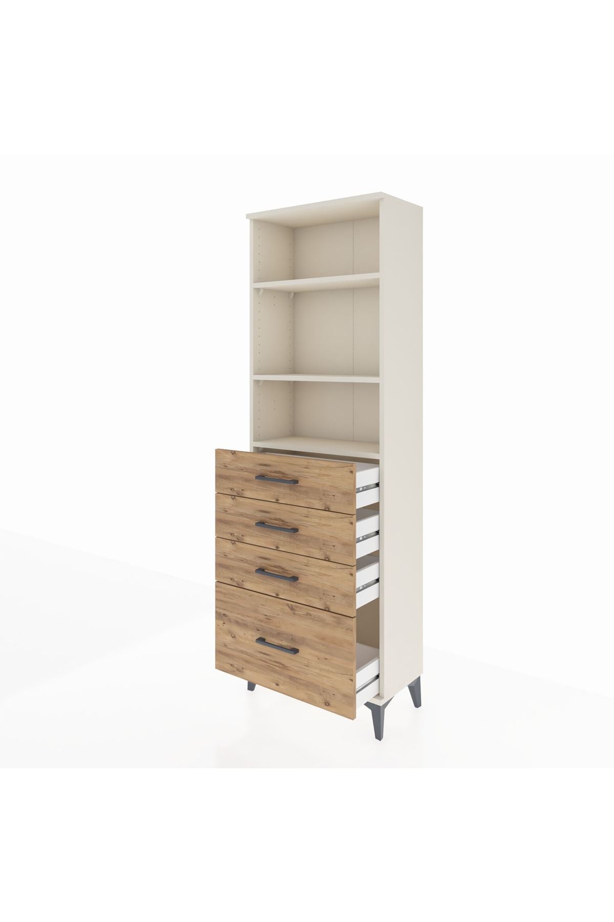 Arges Dolap 3 Raflı 4 Çekmeceli 60x30x182 - S23M041V3A