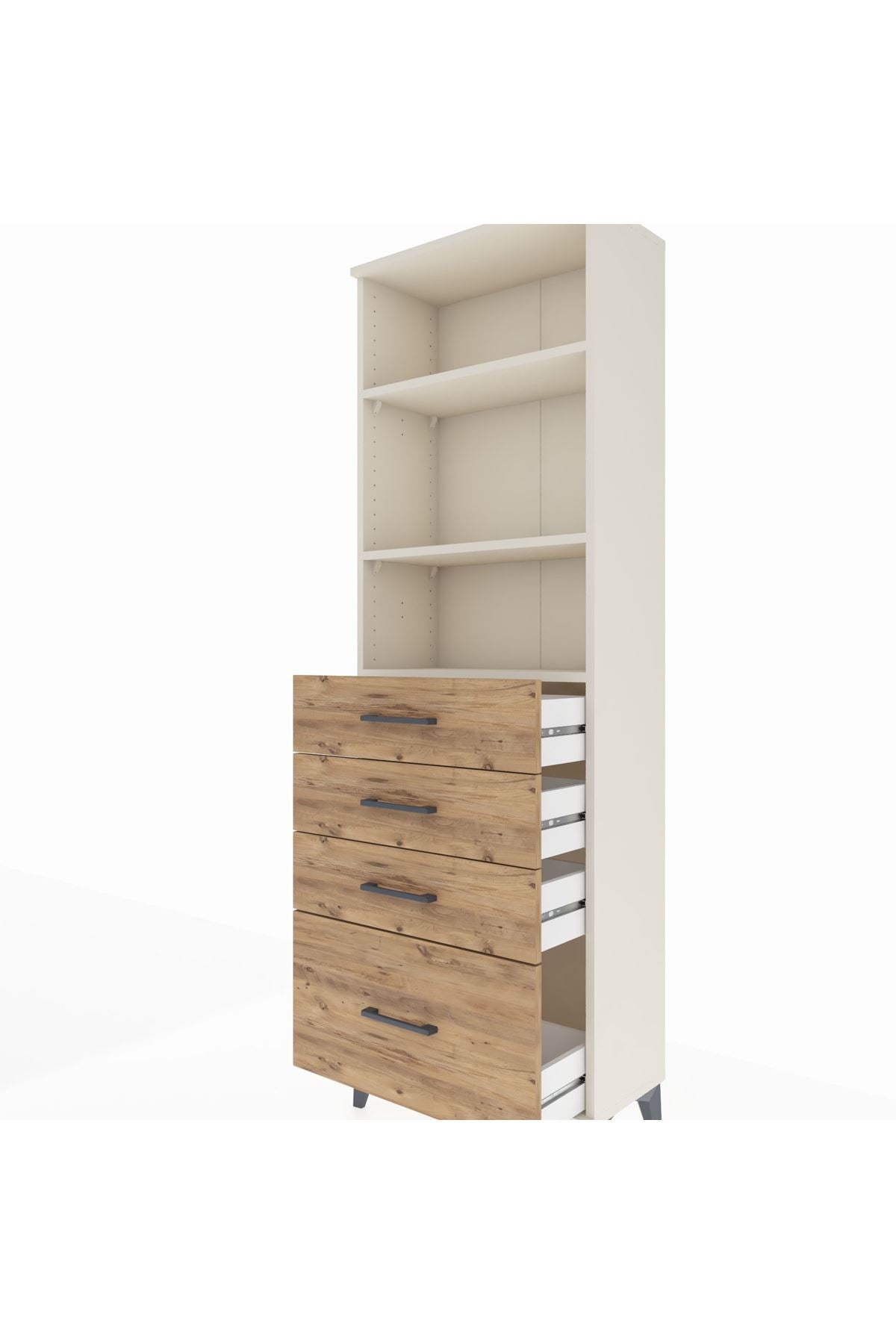 Arges Dolap 3 Raflı 4 Çekmeceli 60x30x182 - S23M041V3A
