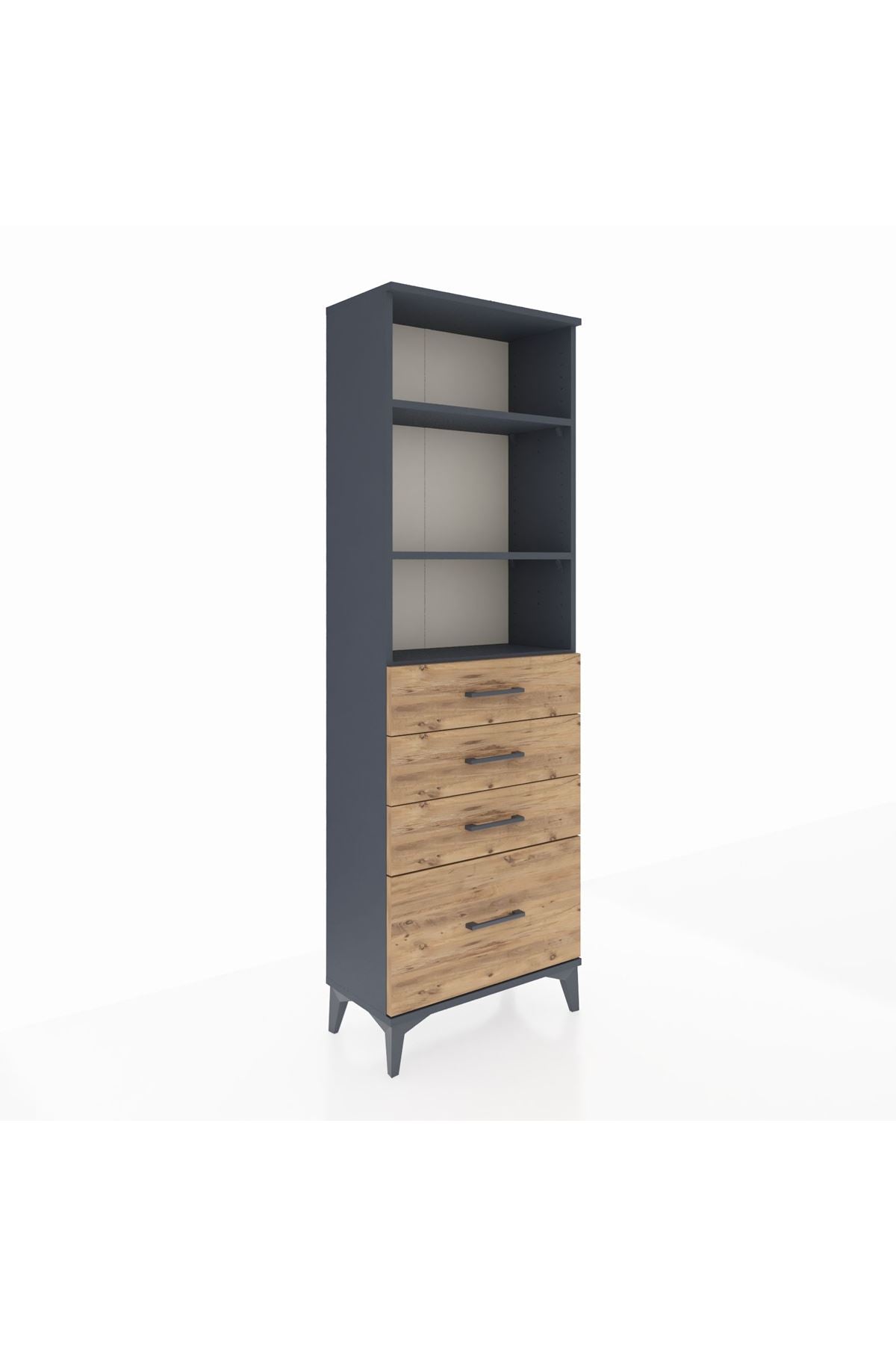Arges Dolap 3 Raflı 4 Çekmeceli 60x30x182 - S23M041V6A