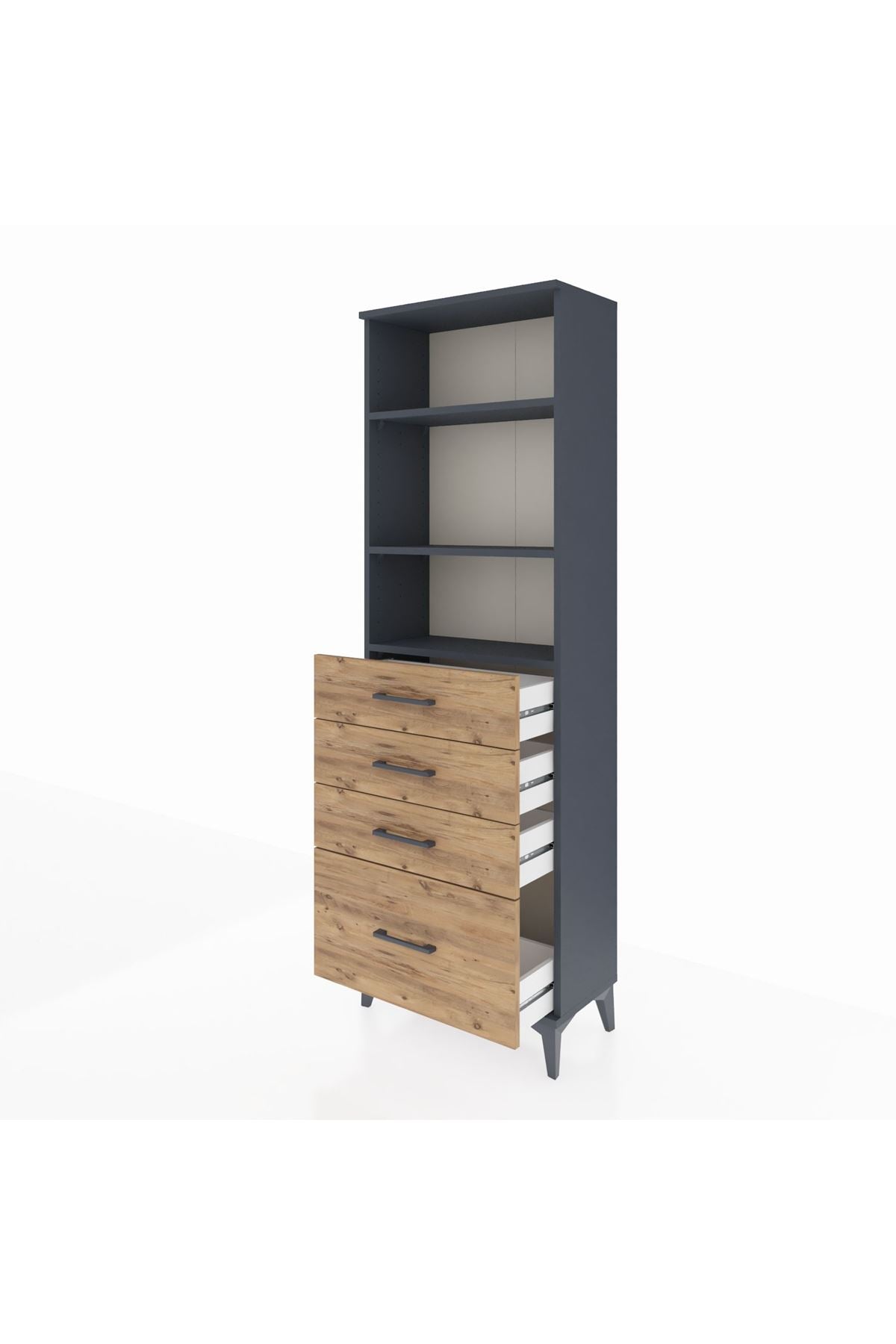 Arges Dolap 3 Raflı 4 Çekmeceli 60x30x182 - S23M041V6A