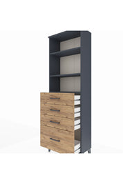 Arges Dolap 3 Raflı 4 Çekmeceli 60x30x182 - S23M041V6A