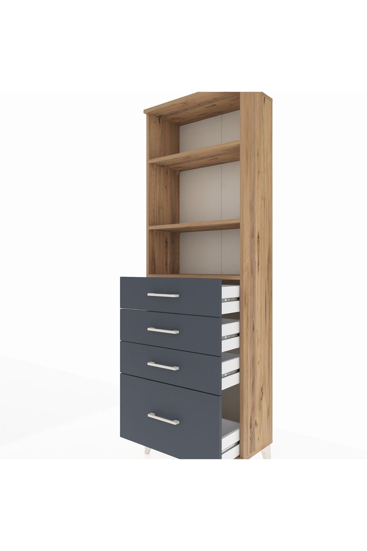 Arges Dolap 3 Raflı 4 Çekmeceli 60x30x182 - S23M041V8A