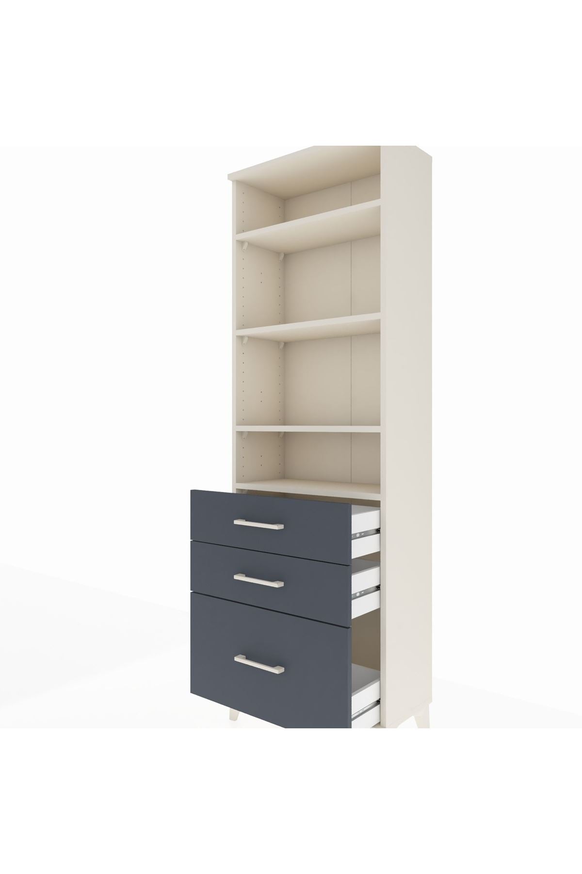 Arges Dolap 4 Raflı 3 Çekmeceli 60x30x182 - S23M042V2A