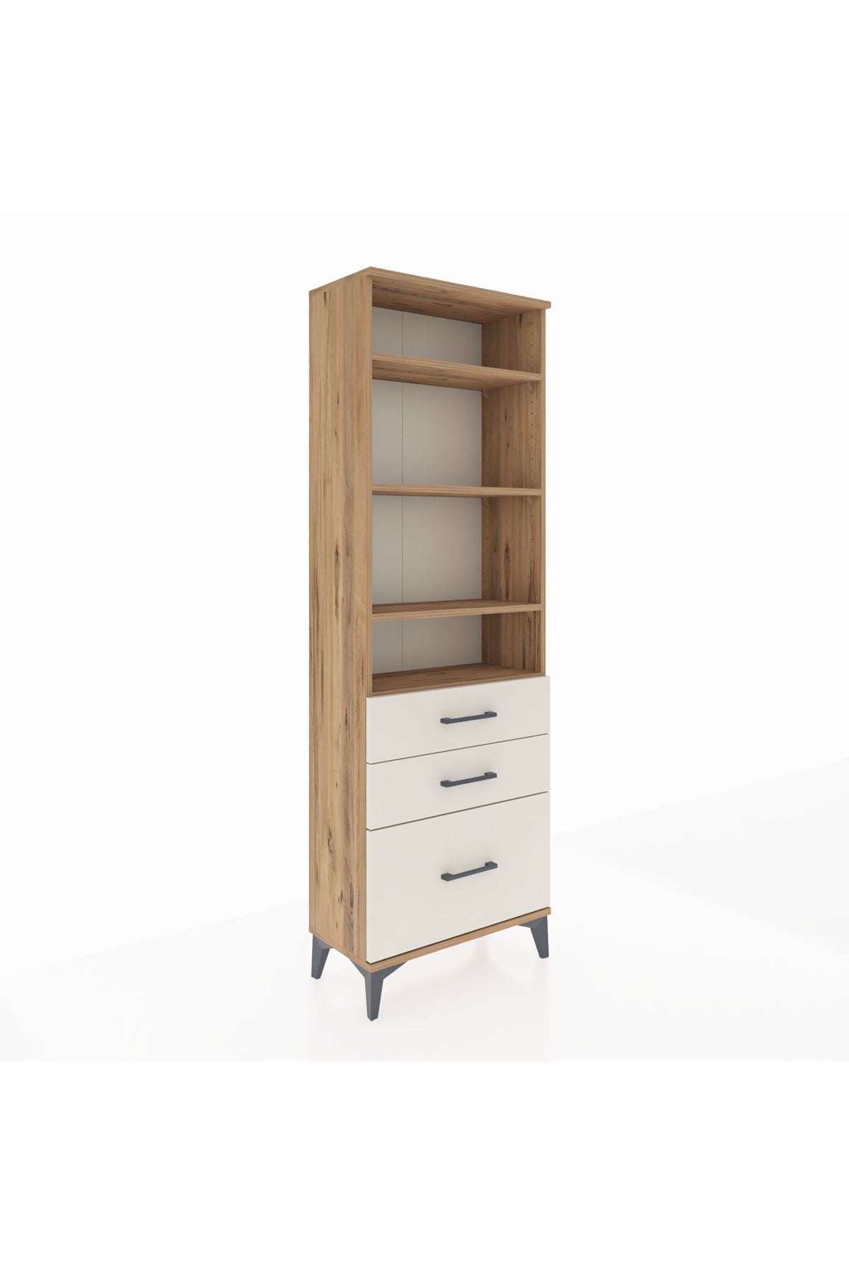 Arges Dolap 4 Raflı 3 Çekmeceli 60x30x182 - S23M042V7A