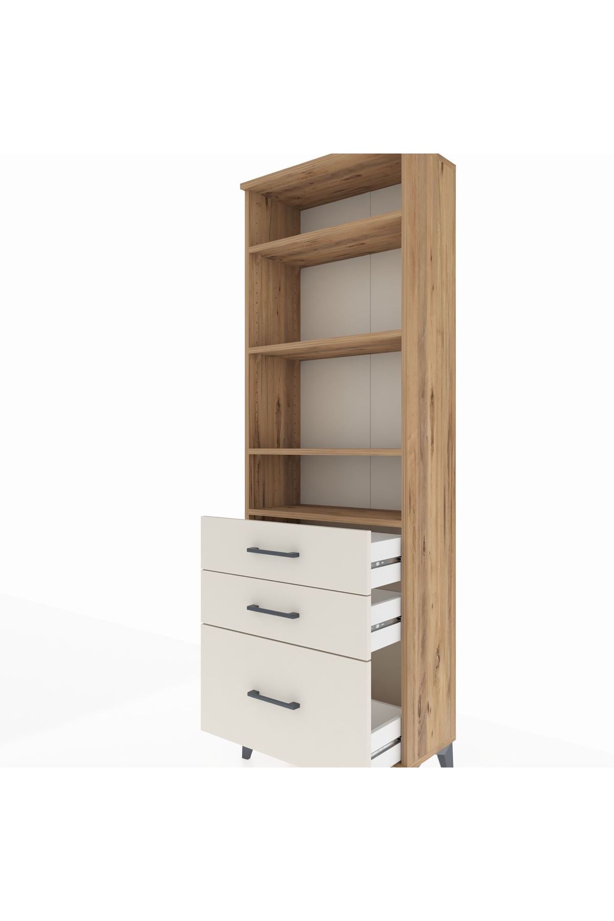Arges Dolap 4 Raflı 3 Çekmeceli 60x30x182 - S23M042V7A