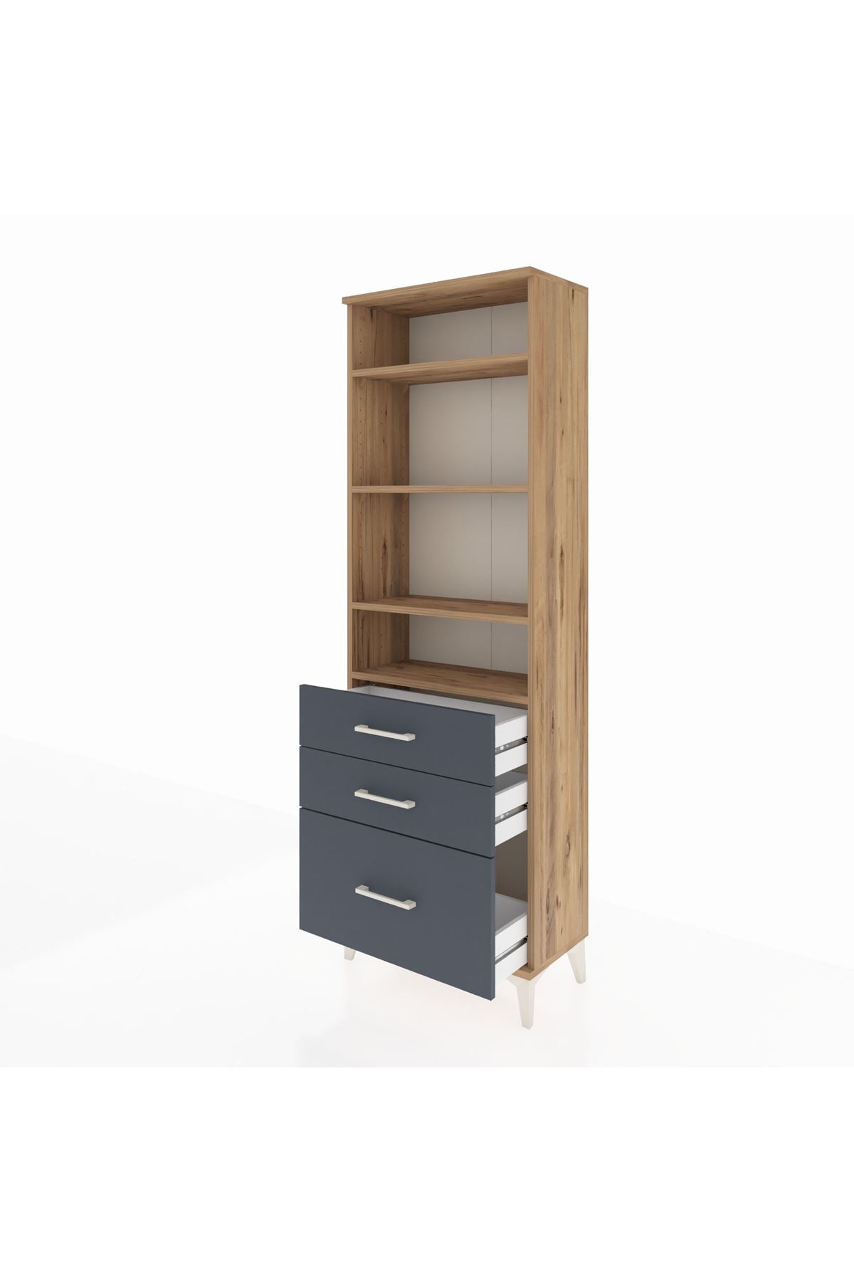 Arges Dolap 4 Raflı 3 Çekmeceli 60x30x182 - S23M042V8A