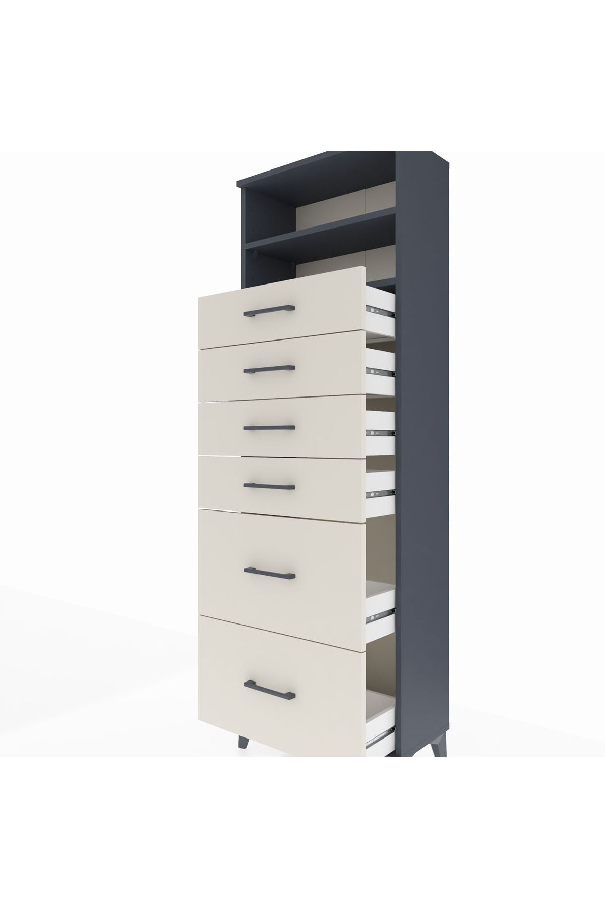 Arges Dolap 2 Raflı 6 Çekmeceli 60x30x182 - S23M045V4A