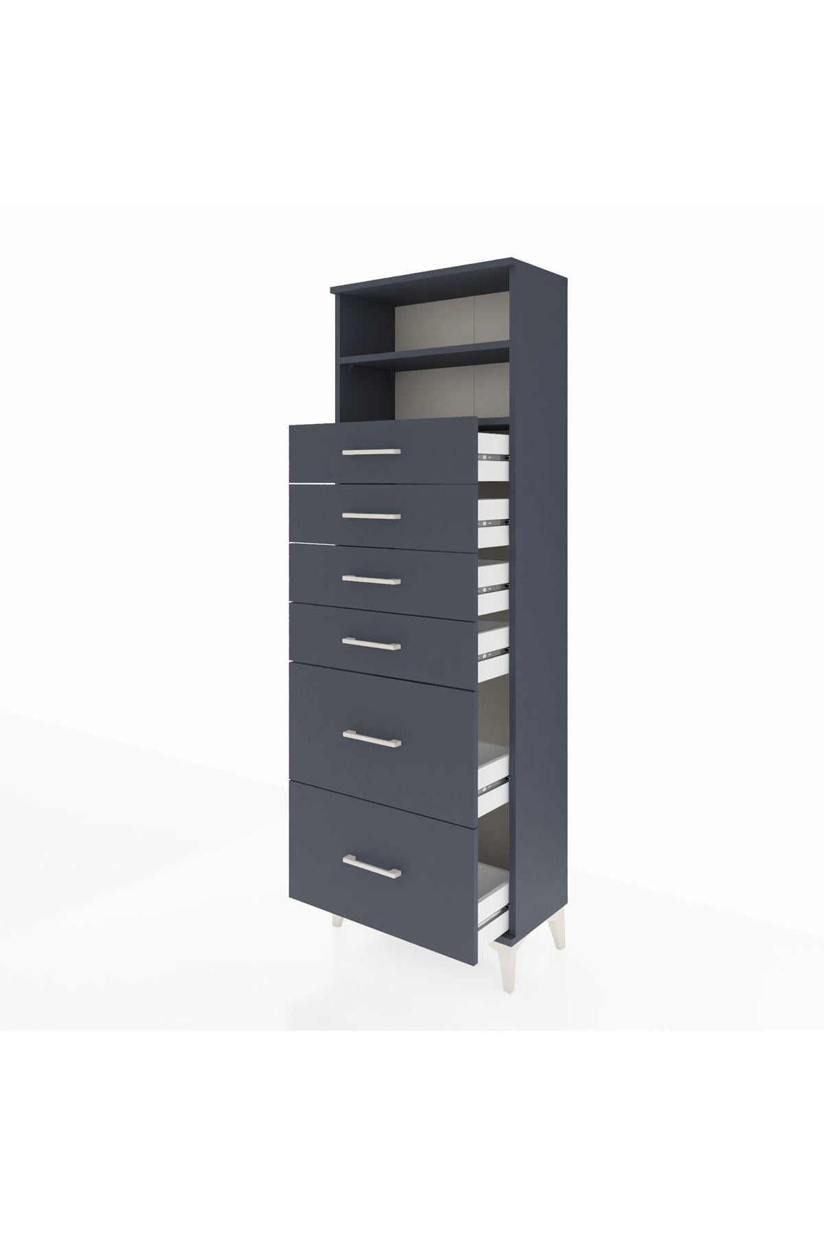 Arges Dolap 2 Raflı 6 Çekmeceli 60x30x182 - S23M045V5A