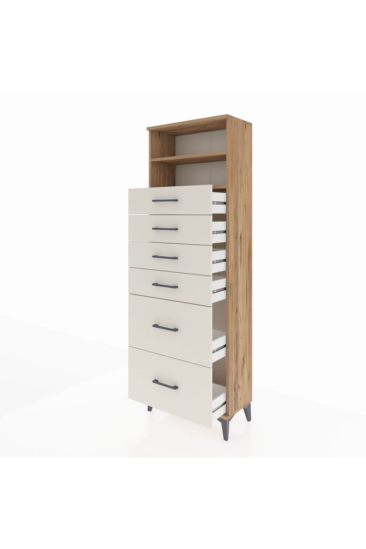 Arges Dolap 2 Raflı 6 Çekmeceli 60x30x182 - S23M045V7A