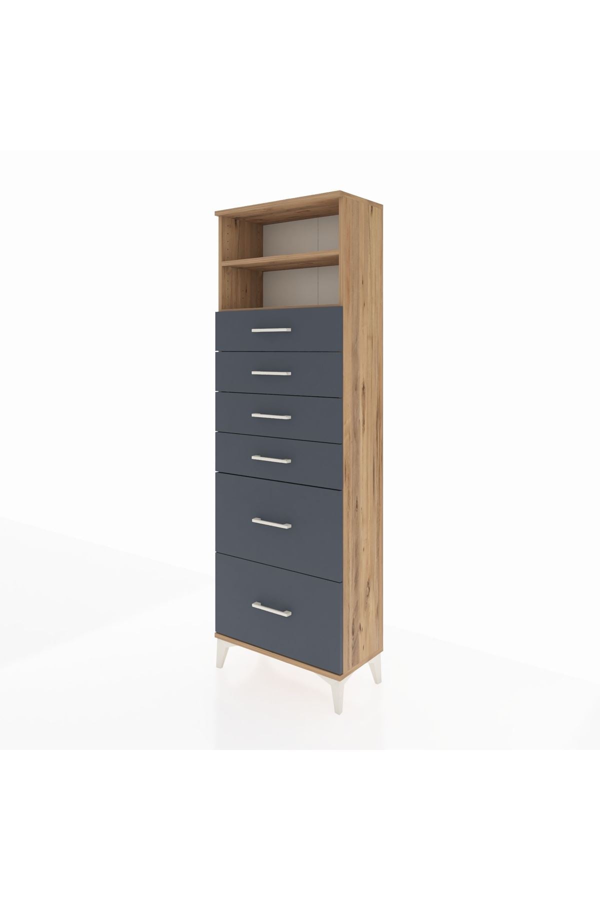 Arges Dolap 2 Raflı 6 Çekmeceli 60x30x182 - S23M045V8A