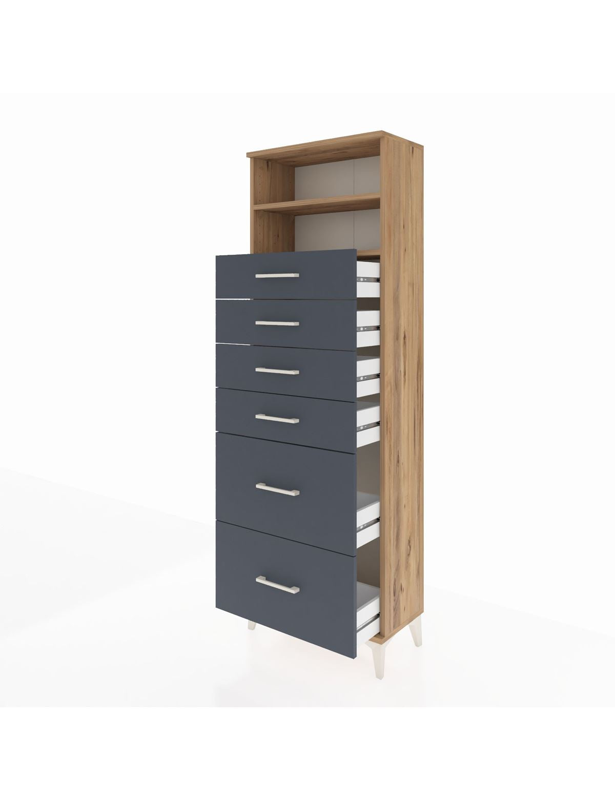 Arges Dolap 2 Raflı 6 Çekmeceli 60x30x182 - S23M045V8A