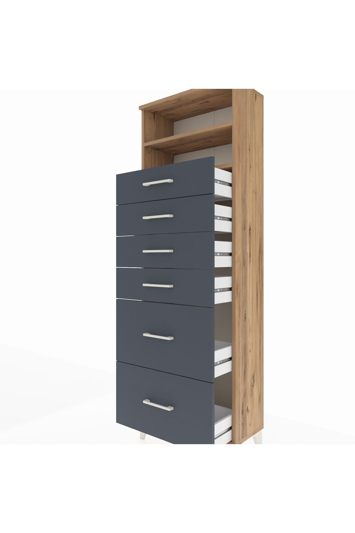 Arges Dolap 2 Raflı 6 Çekmeceli 60x30x182 - S23M045V8A
