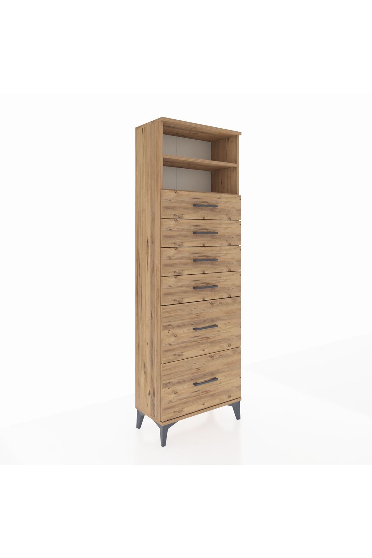 Arges Dolap 2 Raflı 6 Çekmeceli 60x30x182 - S23M045V9A