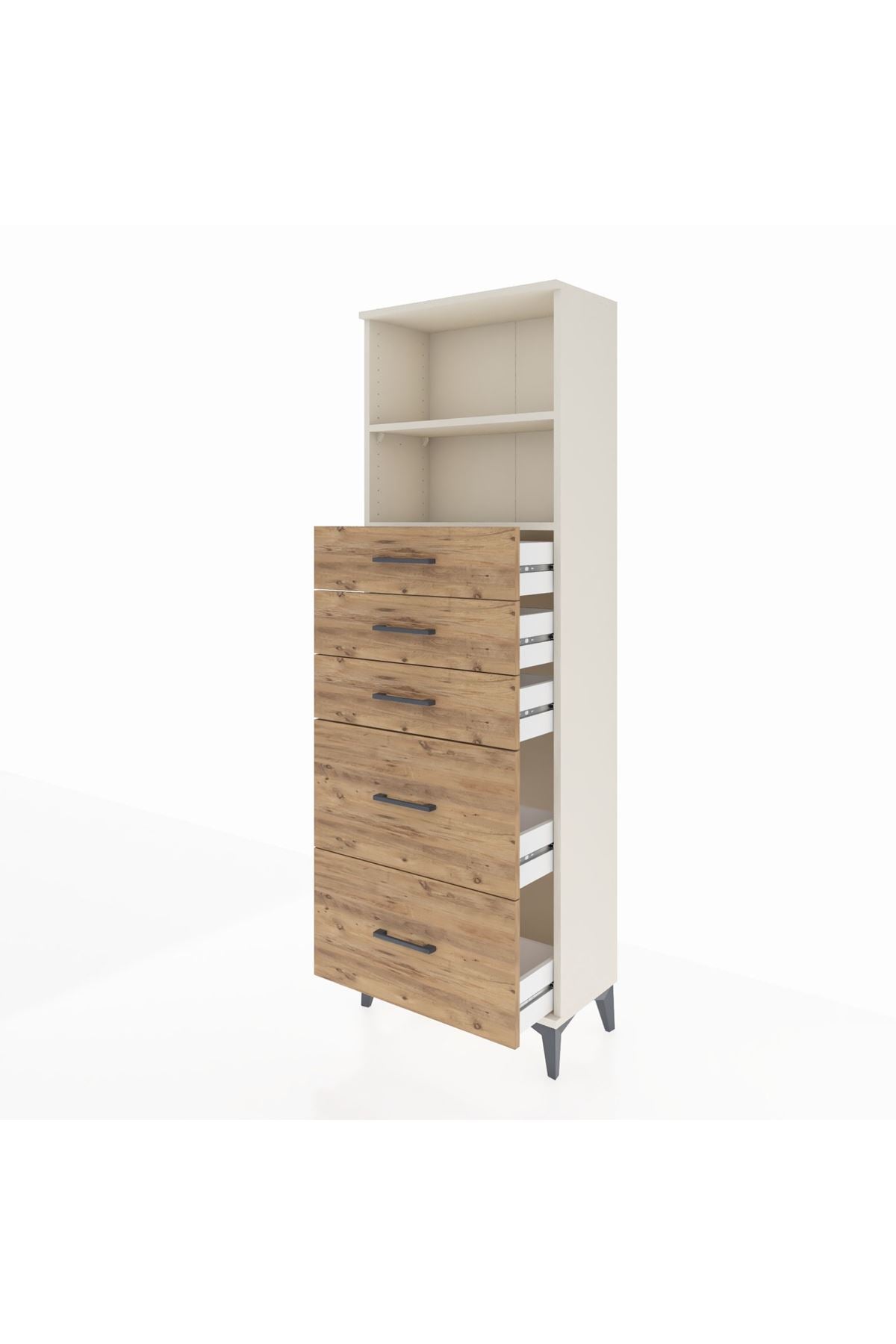 Arges Dolap 2 Raflı 5 Çekmeceli 60x30x182 - S23M046V3A
