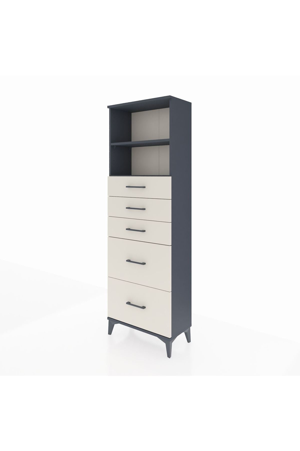 Arges Dolap 2 Raflı 5 Çekmeceli 60x30x182 - S23M046V4A