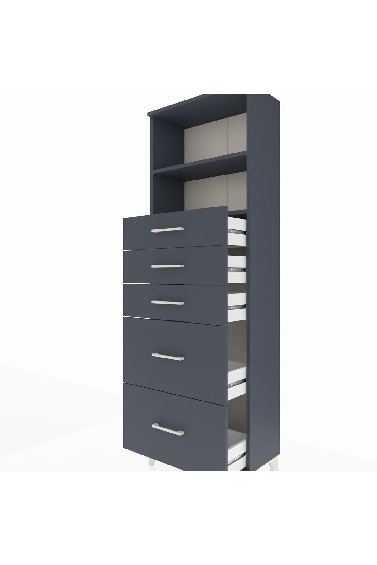 Arges Dolap 2 Raflı 5 Çekmeceli 60x30x182 - S23M046V5A