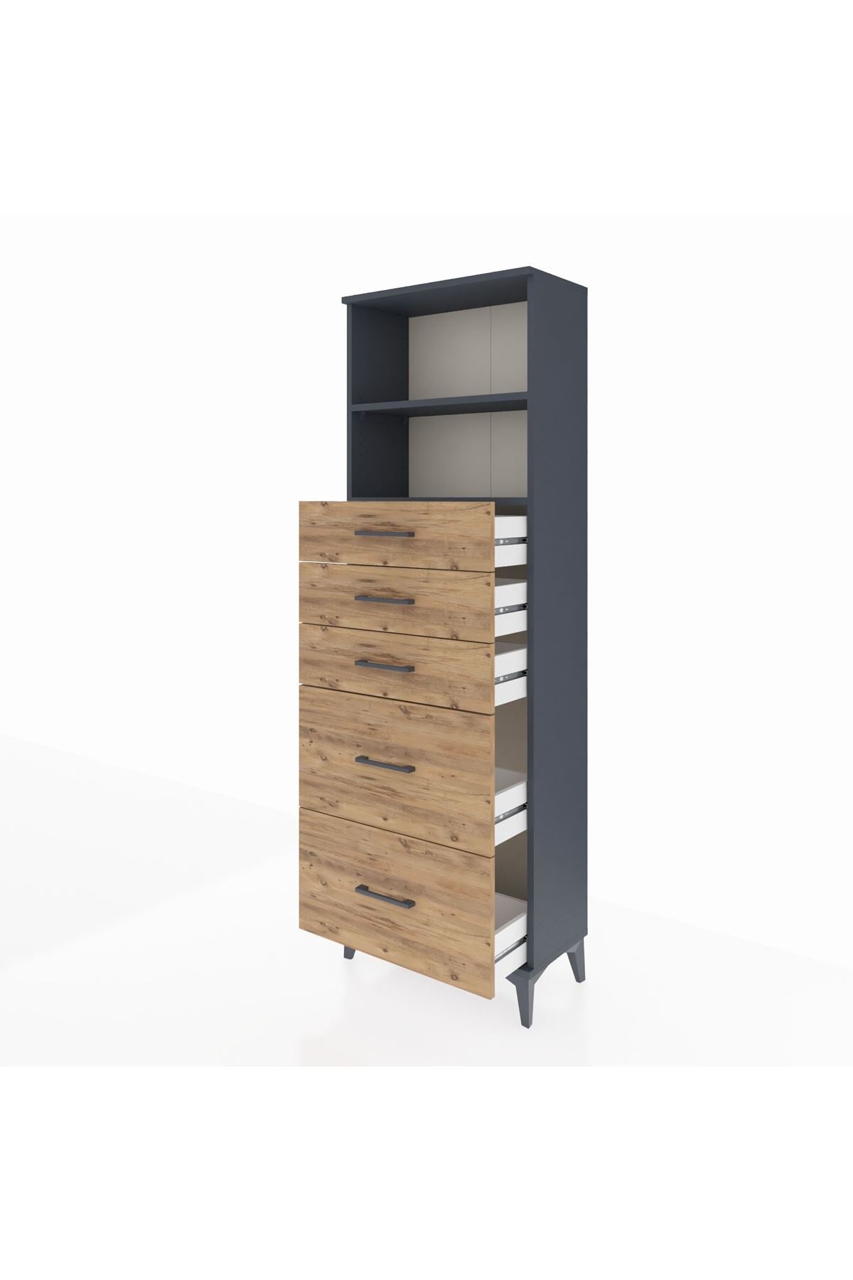 Arges Dolap 2 Raflı 5 Çekmeceli 60x30x182 - S23M046V6A