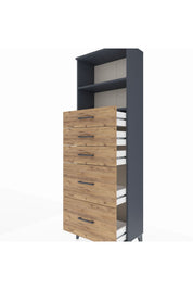 Arges Dolap 2 Raflı 5 Çekmeceli 60x30x182 - S23M046V6A
